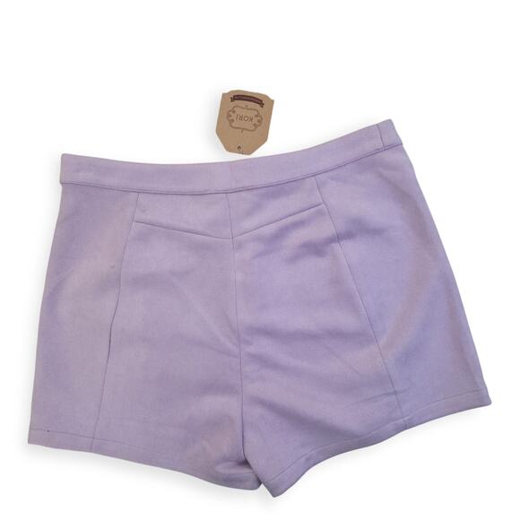 Kori America Faux Suede Velour Lilac Purple High Waist Shorts Women Sz L - Picture 6 of 10